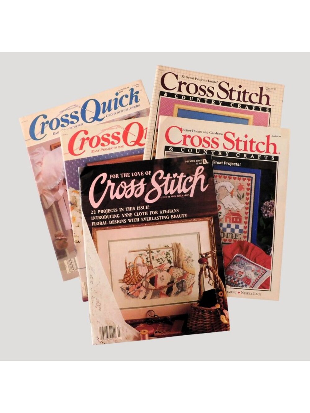 Cross Stitch Magazines Set Of 5 Vintage 1980s-1990s Country Crafts Samplers